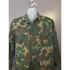 Vintage Ring Mfg Co Jacket Mens Small Green Camo Ripstop Tropical Field USMC 70s